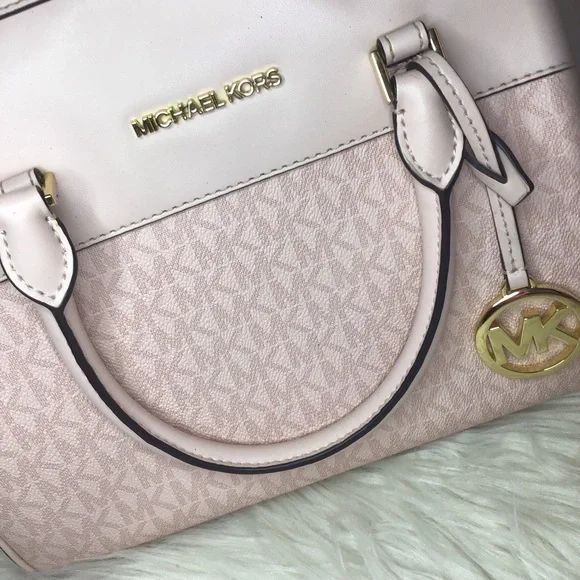 Michael kors pink monogram mk logo barrel satchel - Picture 6 of 16